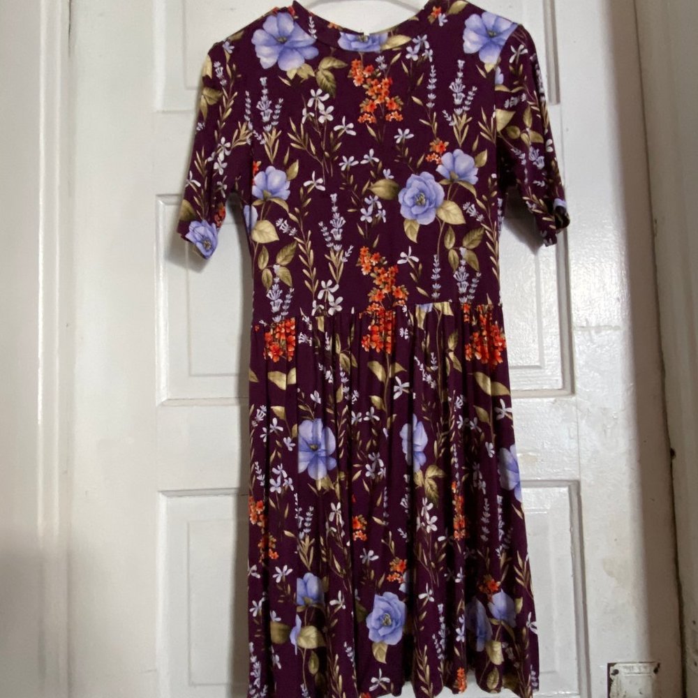 Forever 21 Purple Floral Babydoll Dress, Medium Small, Cut Back, Halter Neck